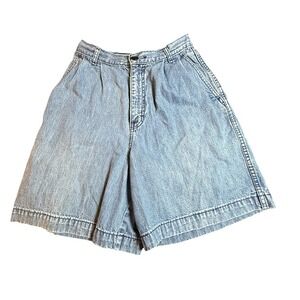 Vintage Calvin Klein High Waisted Pleated Denim Shorts Light Wash Blue USA Made